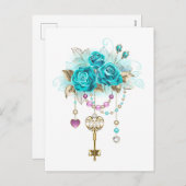 ターコイズバラと鍵 シーズンポストカード (正面/裏面)