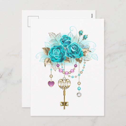 ターコイズバラと鍵 シーズンポストカード (正面/裏面)