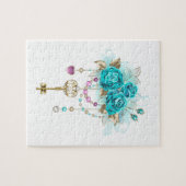 ターコイズバラと鍵 ジグソーパズル (横)