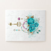 ターコイズバラと鍵 ジグソーパズル (横)