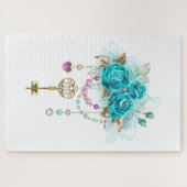 ターコイズバラと鍵 ジグソーパズル (横)