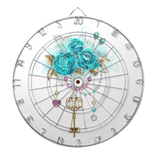 ターコイズバラと鍵 ダーツボード (正面)