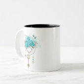ターコイズバラと鍵 ツートーンマグカップ (正面左)