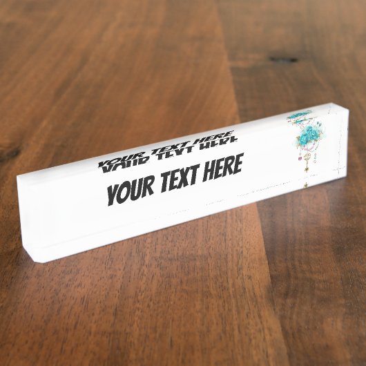 ターコイズバラと鍵 デスクネームプレート (側面)