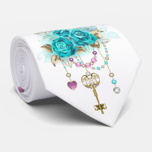 ターコイズバラと鍵 ネクタイ