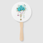 ターコイズバラと鍵 ハンドファン (裏面)