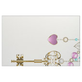 ターコイズバラと鍵 ファブリック (ファットクウォーター)