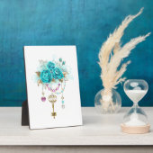 ターコイズバラと鍵 フォトプラーク (側面)