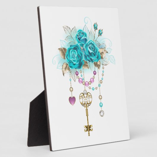 ターコイズバラと鍵 フォトプラーク (側面)
