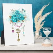 ターコイズバラと鍵 フォトプラーク (側面)