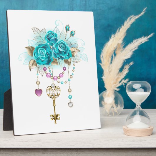 ターコイズバラと鍵 フォトプラーク (側面)
