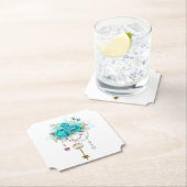 ターコイズバラと鍵 ペーパーコースター (インサイチュ)