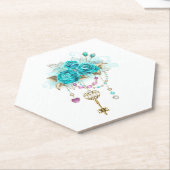 ターコイズバラと鍵 ペーパーコースター (アングル)