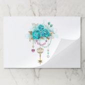 ターコイズバラと鍵 ペーパーパッド (折り畳み)