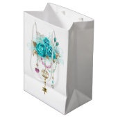 ターコイズバラと鍵 ミディアムペーパーバッグ (正面アングル)