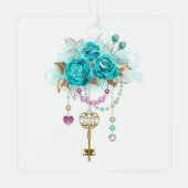 ターコイズバラと鍵 メタルオーナメント (裏面)