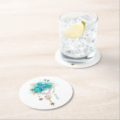 ターコイズバラと鍵 ラウンドペーパーコースター (インサイチュ)