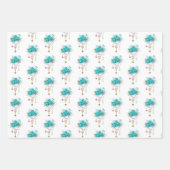 ターコイズバラと鍵 ラッピングペーパーシート (正面3)