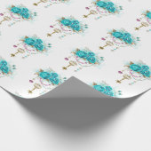 ターコイズバラと鍵 ラッピングペーパー (角)