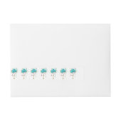 ターコイズバラと鍵 ラップアラウンド宛名ラベル (正面)