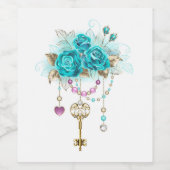 ターコイズバラと鍵 ワインラベル (シングルラベル)