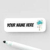 ターコイズバラと鍵 名札 (インサイチュ)