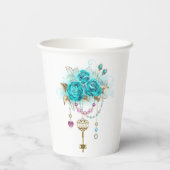 ターコイズバラと鍵 紙コップ (裏面)