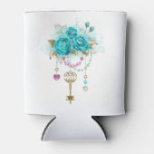 ターコイズバラと鍵 缶クーラー (正面)