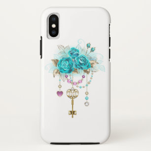 ターコイズバラと鍵 iPhone XSケース