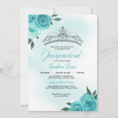 ターコイズバラシルバーティアラキンセアニラ誕生日 招待状 (正面)