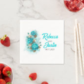 ターコイズバラティファニーフローラモダンボホ スタンダードカクテルナプキン (インサイチュ)