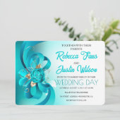 ターコイズバラティファニーフローラモダンボホ 招待状 (スタンド正面)