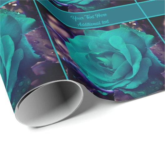 ターコイズバラパーソナライズされた花 ラッピングペーパー (ロールコーナー)