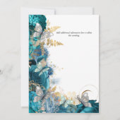 ターコイズバラ蝶青銀結婚金ゴールド 招待状 (裏面)