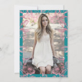 ターコイズバラ金ゴールドフローラサプライズSweet 16 招待状 (裏面)