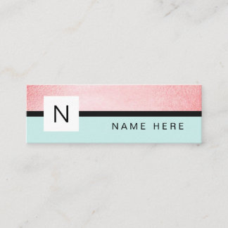 ターコイズバラ金ゴールドモノグラムミニ名刺 スキニー名刺