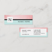 ターコイズバラ金ゴールドモノグラムミニ名刺 スキニー名刺 (正面/裏面)