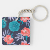 ターコイズバラ&コーラルフラワーズウィズパステル離れ キーホルダー (裏面)