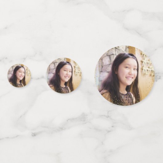 ターコイズバルミツワーフォト金ゴールドスクリプト水色 コンフェッティ (正面)