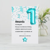 ターコイズバルーン1st誕生日パーティの招待状 招待状 (スタンド正面)