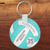 ターコイズバレーボールバッグラベルwプレーヤーチーム名 キーホルダー (正面)