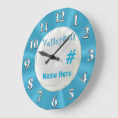ターコイズバレーボール時計（NAMEおよびNUMBER） ラージ壁時計 (傾斜)