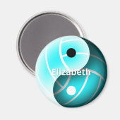 ターコイズバレーボール陰陽 パーソナライズされた マグネット (正面/裏面)