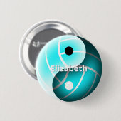 ターコイズバレーボール陰陽 パーソナライズされた 缶バッジ (正面&裏面)