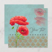 ターコイズバロックのケシ – グリーティングカード (正面/裏面)