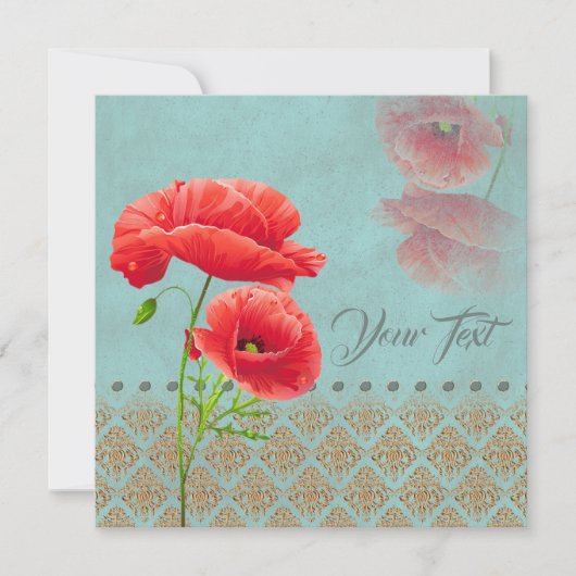 ターコイズバロックのケシ – グリーティングカード (正面)