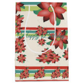 ターコイズバーンドレッド花 ミディアムペーパーバッグ (正面)