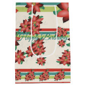 ターコイズバーンドレッド花 ミディアムペーパーバッグ (裏面)