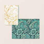 ターコイズパイズリーフローラルパターン 箔カード (ディスプレー)