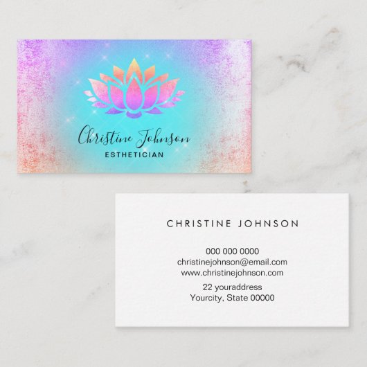 ターコイズパステルカラー背景ロータロゴ 名刺 (正面/裏面)